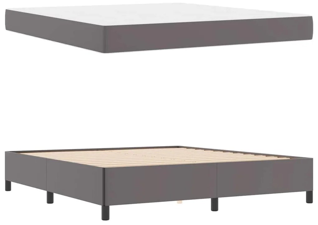 vidaXL Σκελετός κρεβατιού με στρώμα Γκρι 180 x 200 cm Τεχνητό δέρμα