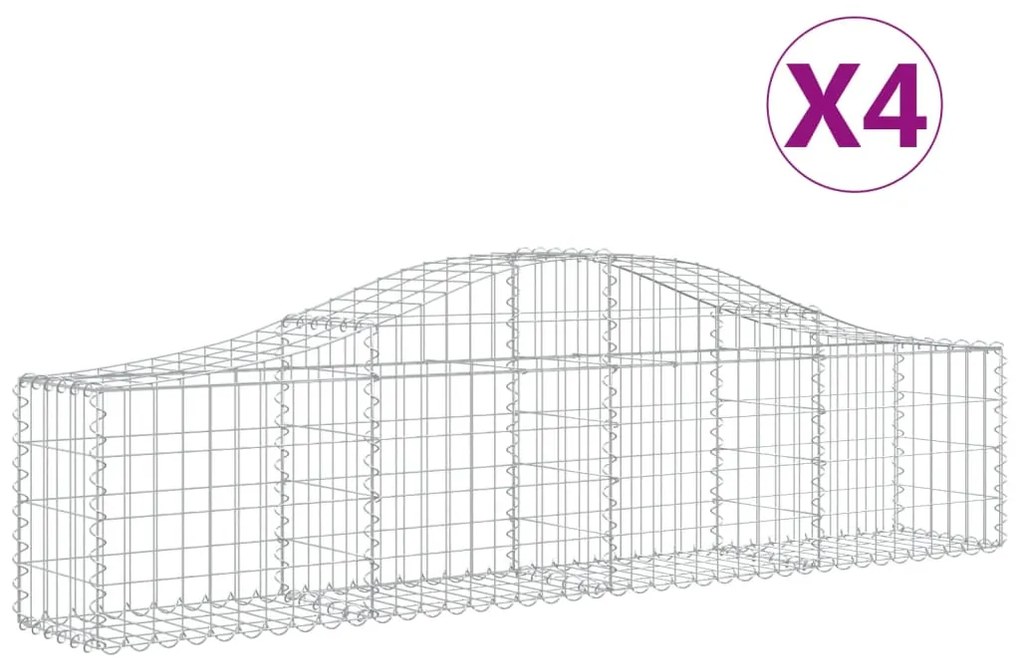 vidaXL Συρματοκιβώτια Τοξωτά 4 τεμ. 200x30x40/60 εκ. Γαλβαν. Ατσάλι