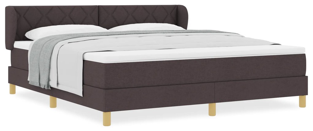 vidaXL Κρεβάτι Box Spring με Στρώμα - Σκούρο Καφέ, 180x200 εκ., Υφασμάτινο