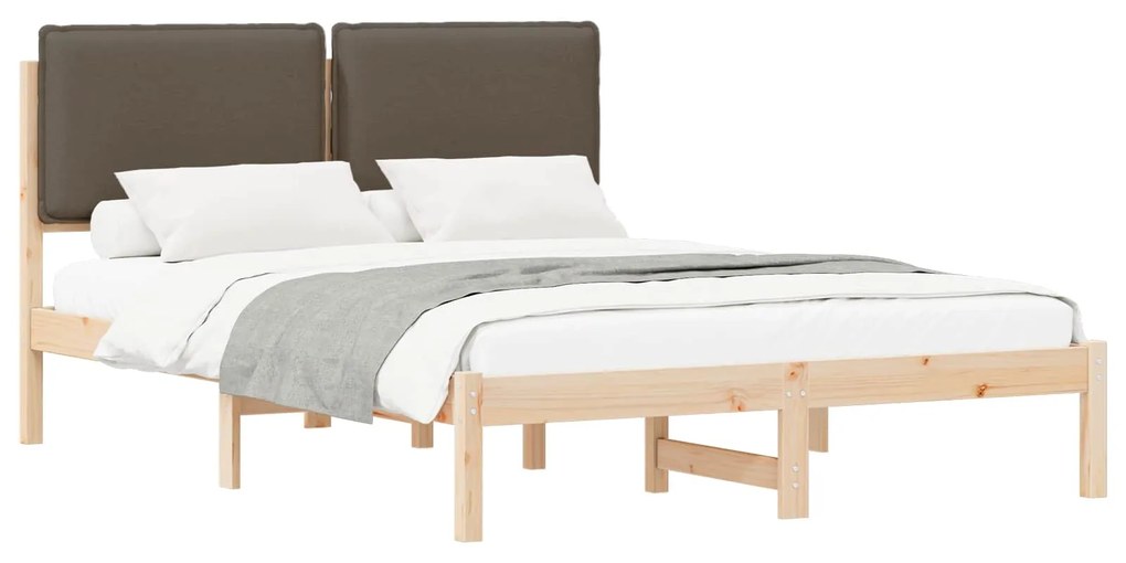 vidaXL Σκελετός Κρεβατιού με Επενδεδυμένο Κεφαλάρι Taupe 120 x 200 cm