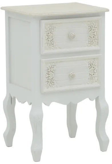 Κομοδίνο Pazlen Inart mdf σε λευκή αντικέ απόχρωση 40x45x65εκ