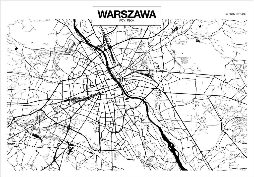 Αυτοκόλλητη φωτοταπετσαρία - Warsaw Map - 392x280