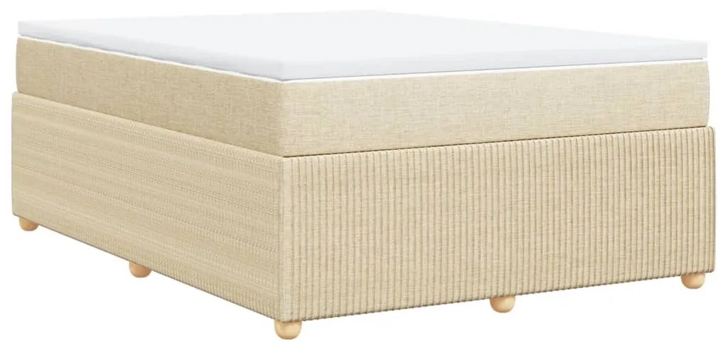 vidaXL Κρεβάτι Boxspring με Στρώμα Κρεμ 140x190 εκ. Υφασμάτινο