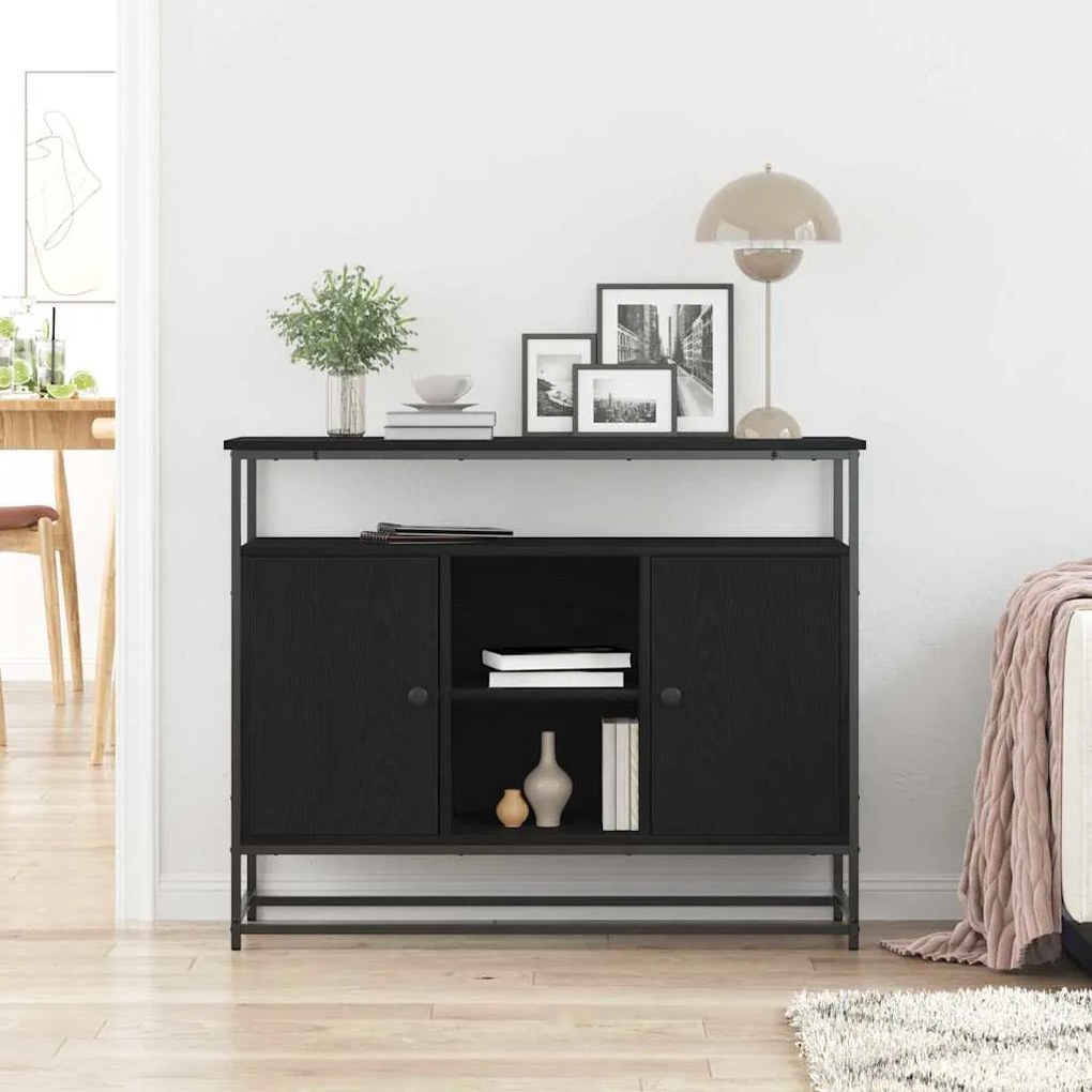 vidaXL Πλαϊνό γραφείο Μαύρη δρυς 100 x 35 x 80 εκ. Επεξεργασμένο ξύλο