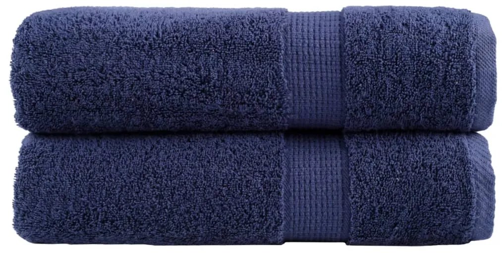 vidaXL Πετσέτες Μπάνιου Premium SOLUND 2 Τεμ Μπλε 100x150εκ 600γρ/μ²