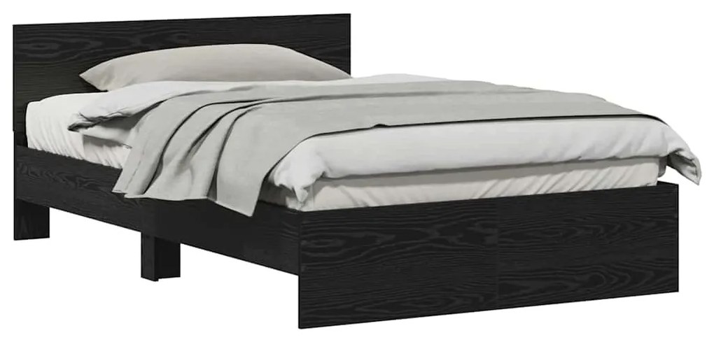 vidaXL Κρεβάτι με Κεφαλάρι Μαύρη Οξυά 120 x 190 cm Επεξεργασμένο ξύλο