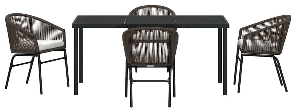 vidaXL Σέτ φαγητού για κήπο 5 pcs Καφέ Χάλυβας με επίστρωση πούδρας