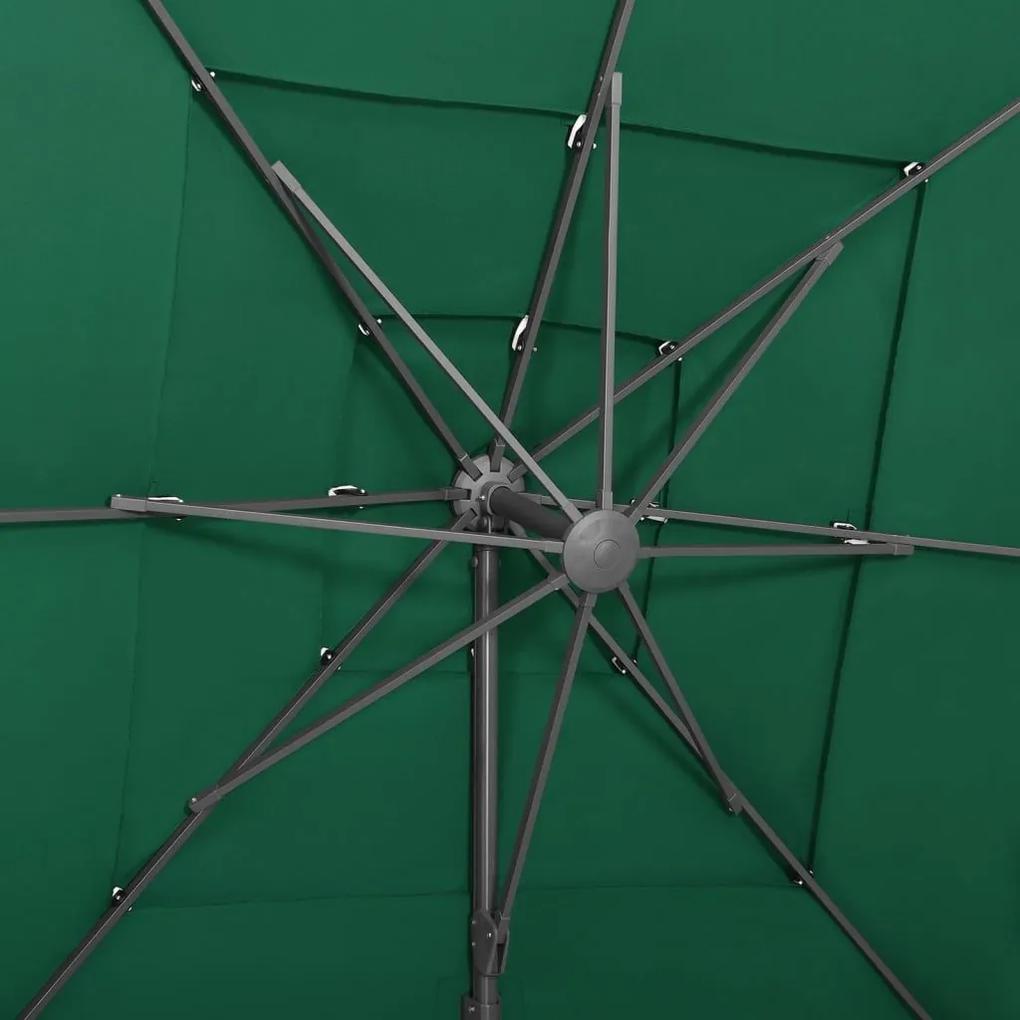 Ομπρέλα 4 Επιπέδων Πράσινη 250 x 250 εκ. με Ιστό Αλουμινίου - Πράσινο