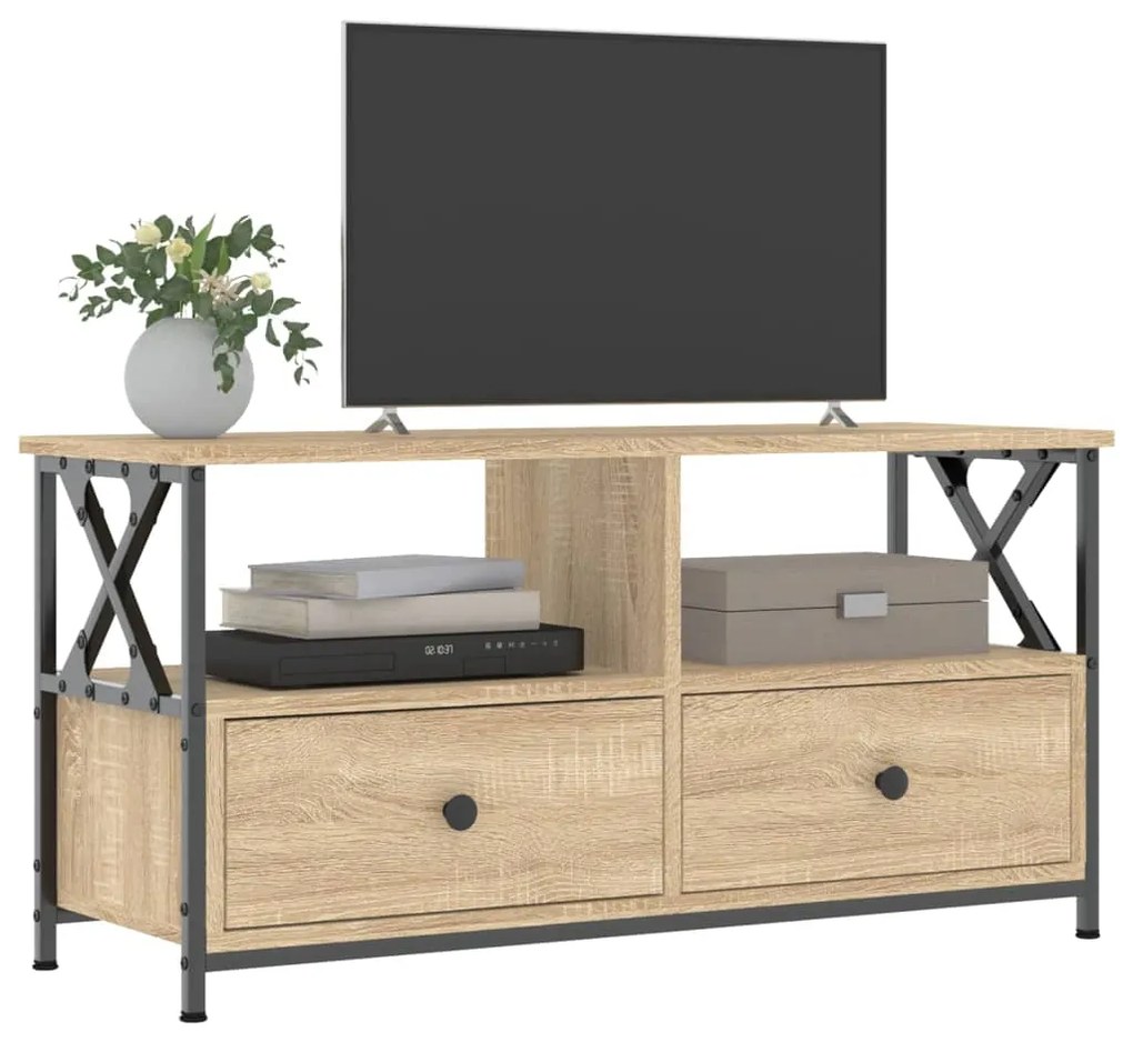 vidaXL Έπιπλο Τηλεόρασης Sonoma Δρυς 90x33x45 εκ. Επεξ. Ξύλο/Σίδερο