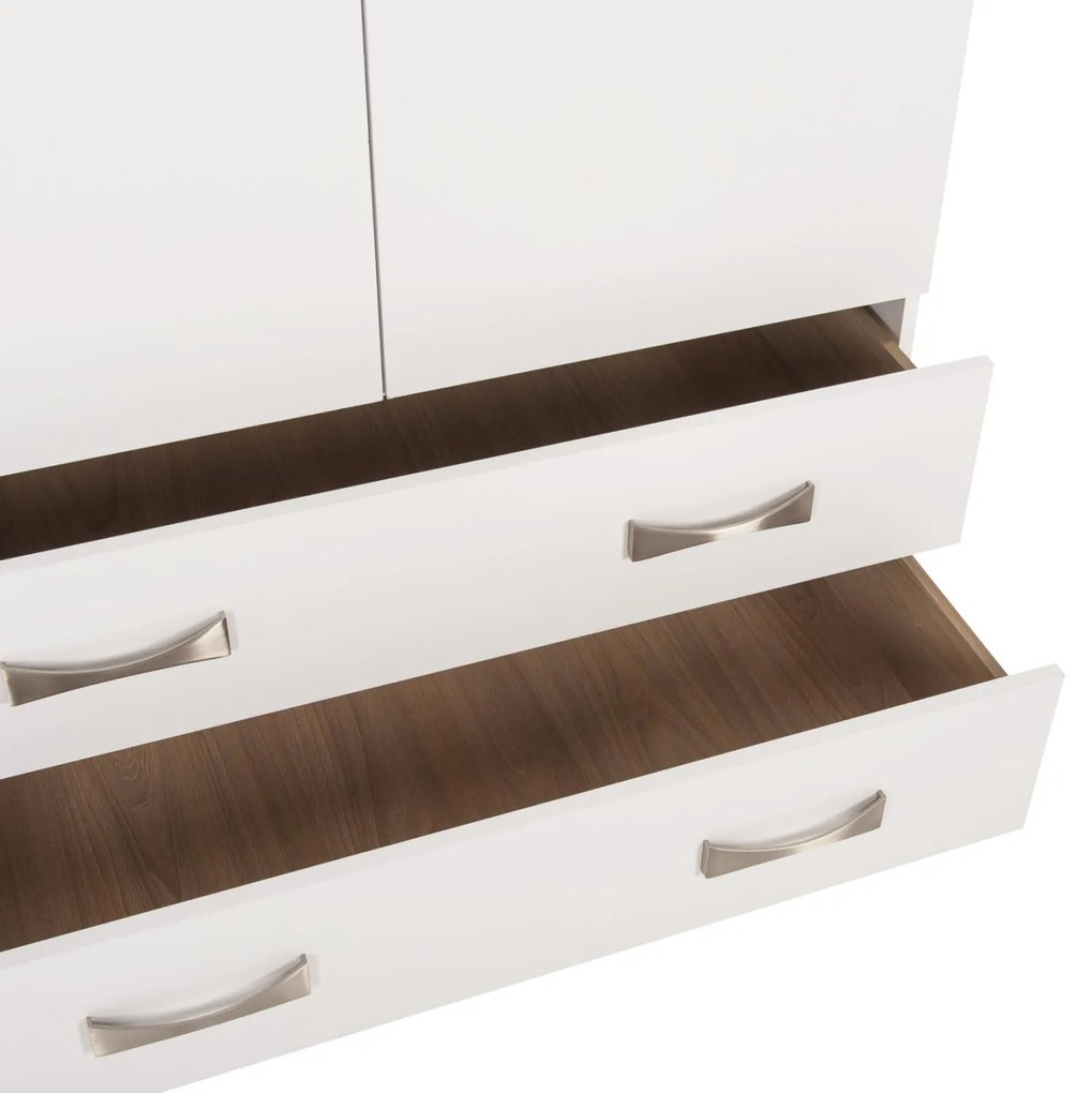 Ντουλάπα CARLY Τρίφυλλη με 2 Συρτάρια Λευκή 150X55Χ180Υεκ. 150x55x180 εκ.