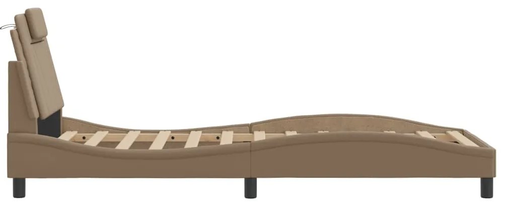 vidaXL Σκελετός Κρεβατιού Viana Χωρίς Στρώμα Καπουτσίνο 90x200 εκ. Συνθ. Δέρμα