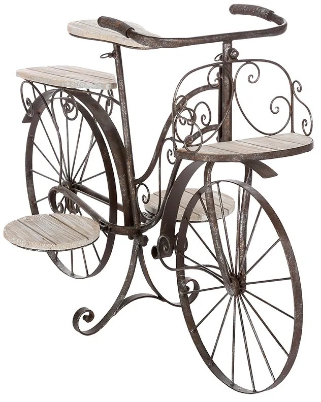 Ραφιέρα-σταντ φυτών Bicycle pakoworld καφέ σφυρήλατο 97x46x64εκ