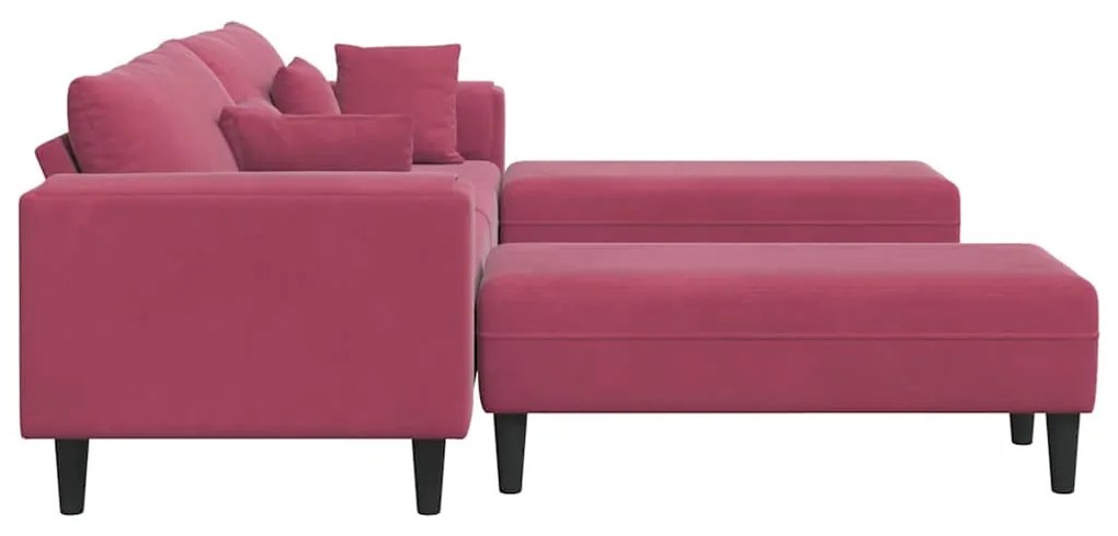 vidaXL Βελούδινος καναπές με μαξιλάρι 3 pcs Κόκκινο 208 εκ. Βελούδο