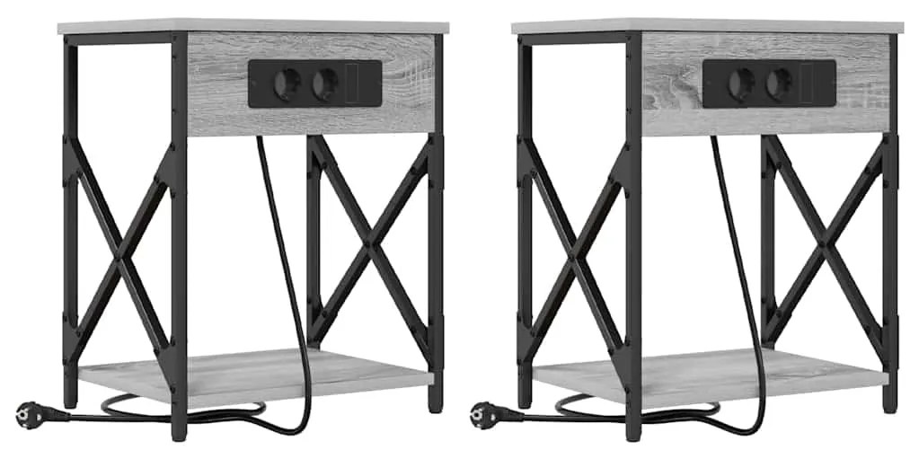 vidaXL Κομοδίνο 2 pcs Γκρι sonoma 41 x 31 x 51 εκ. Επεξεργασμένο ξύλο