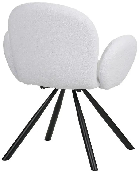 Καρέκλα - Πολυθρόνα Garzele Inart λευκό μπουκλέ ύφασμα-πόδι μαύρο μέταλλο 68x66x82.5εκ 68x66x82.5 εκ.