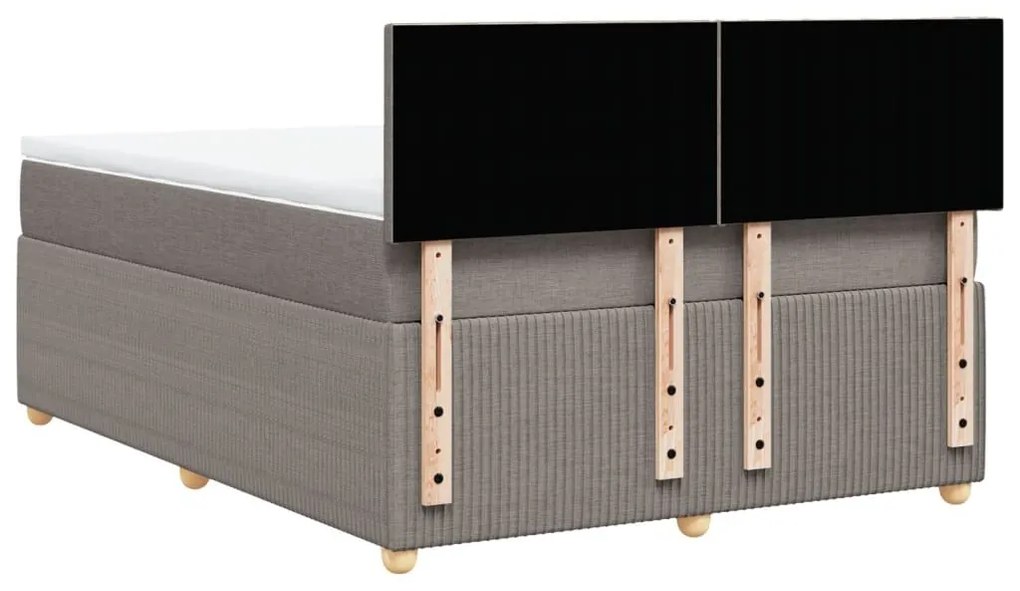 Κρεβάτι Boxspring με Στρώμα Taupe 140x190 εκ. Υφασμάτινο - Μπεζ-Γκρι