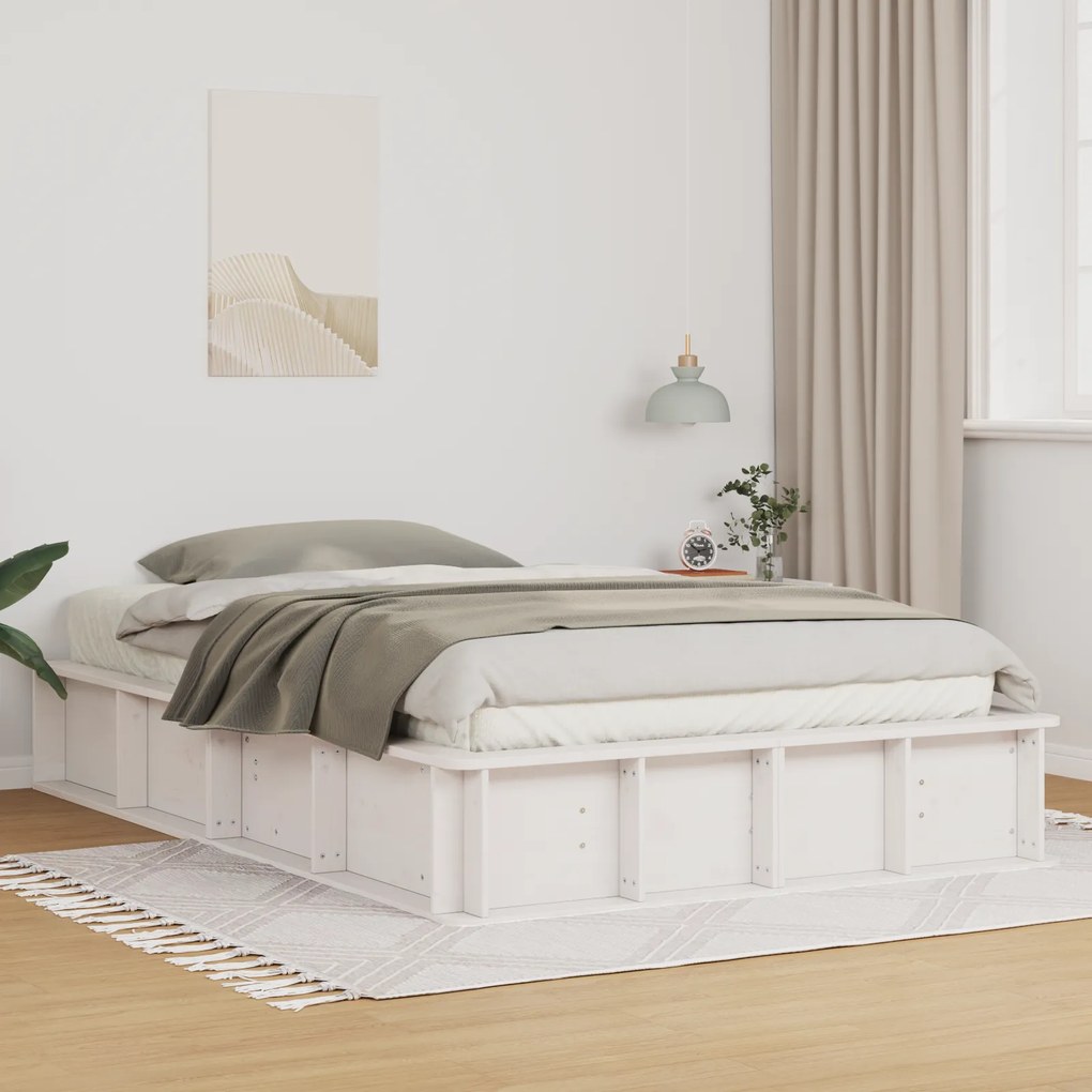 vidaXL Λευκό Κρεβάτι με Χώρο Αποθήκευσης - 140 x 200 cm