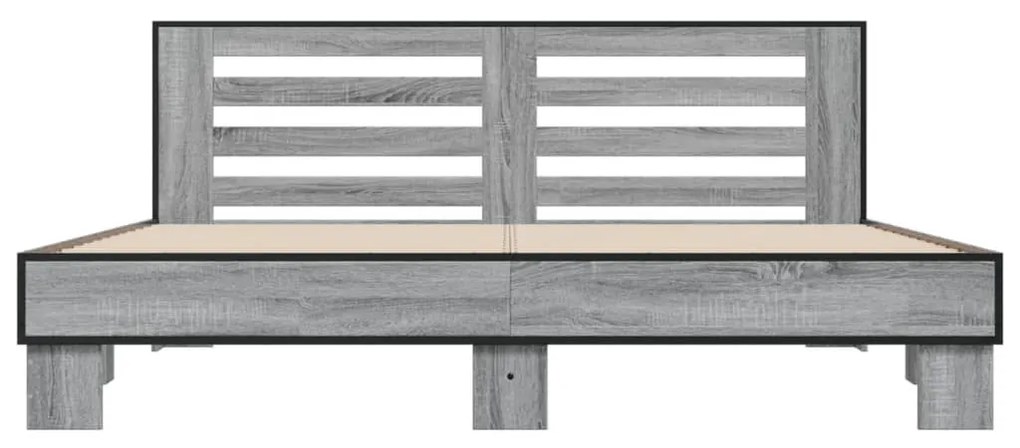 Πλαίσιο Κρεβατιού Γκρι Sonoma 200x200 εκ. Επεξ. Ξύλο &amp; Μέταλλο - Γκρι