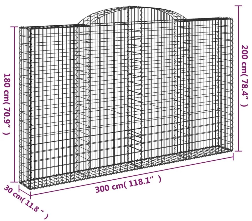 vidaXL Συρματοκιβώτια Τοξωτά 11 τεμ. 300x30x180/200 εκ. Γαλβαν. Ατσάλι