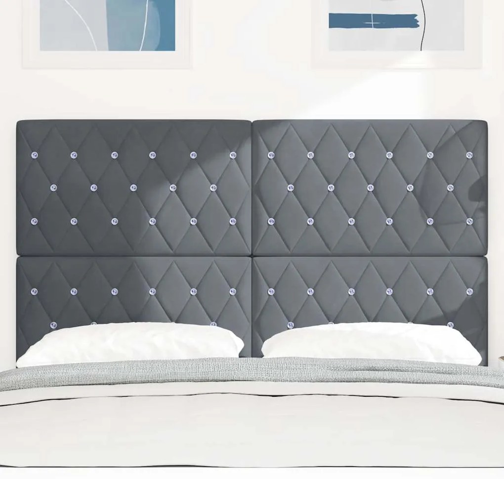 vidaXL Κεφαλάρι με κεφαλάρι Σκούρο Γκρι 144 cm Τεχνητό Δέρμα