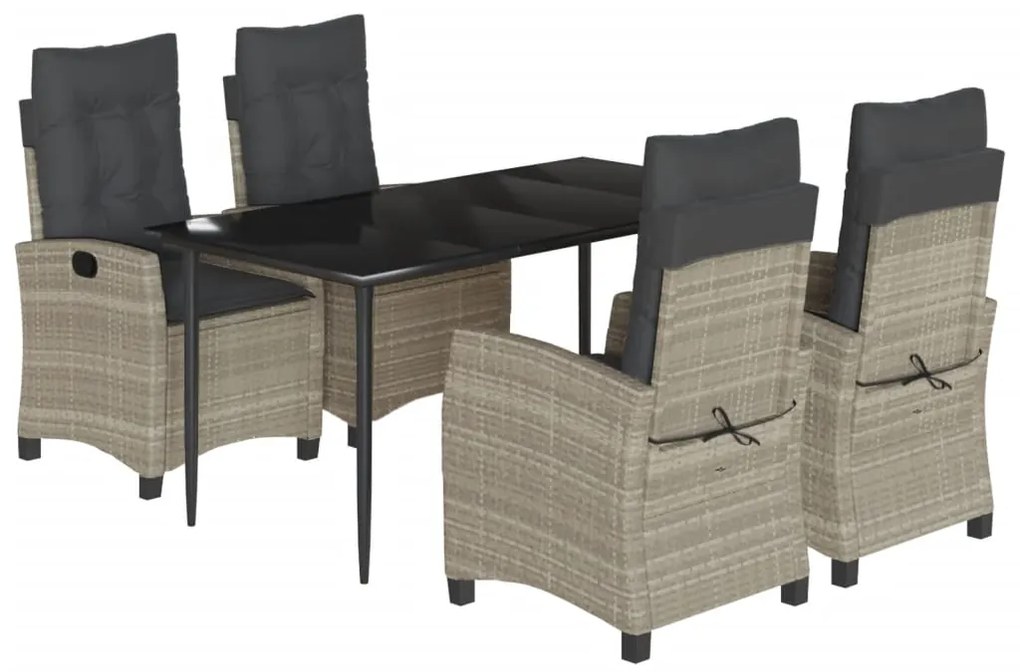 vidaXL Σετ Τραπεζαρίας Κήπου 5 τεμ. Αν. Γκρι Συνθ. Ρατάν με Μαξιλάρια