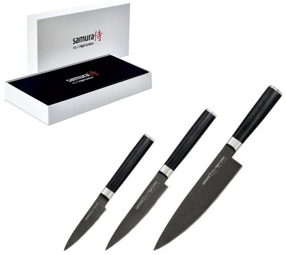 Μαχαίρια MO-V Stonewash SM-0220B Σε Κασετίνα (Σετ 3τμχ) Black Samura Stainless Steel