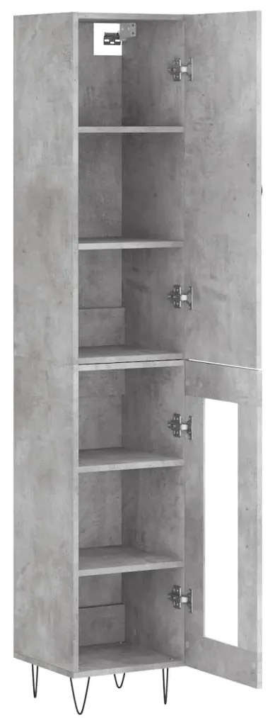 vidaXL Ντουλάπι Γκρι Σκυροδέματος 34,5x34x180 εκ. Επεξεργασμένο Ξύλο