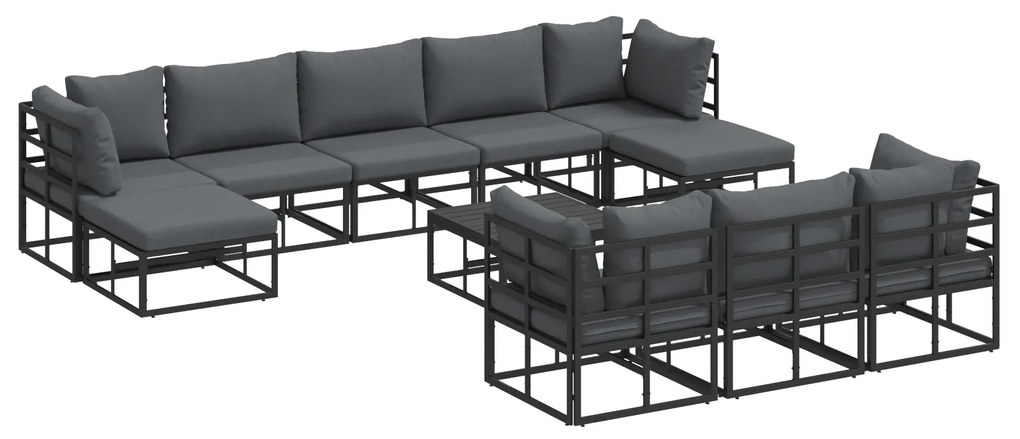 vidaXL Σετ Καναπέ Κήπου 11 pcs Μαύρο 70 x 70 x 32 εκ Αλουμίνιο