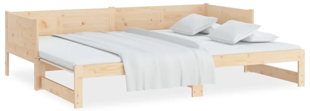 vidaXL Καναπές Κρεβάτι Συρόμενος 2x(80x200) εκ. από Μασίφ Ξύλο Πεύκου
