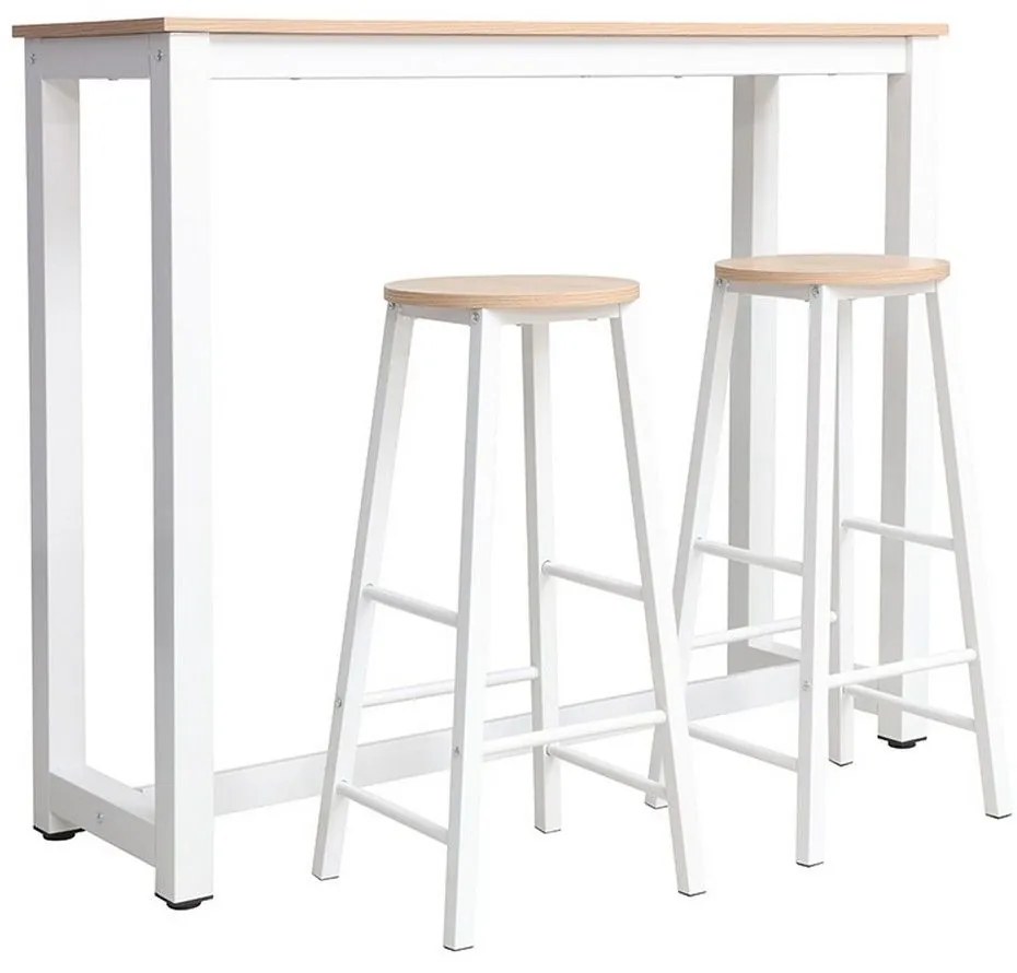 Σταντ Μπαρ Marle Με Σκαμπό (Σετ 3τμχ) 120x40x100cm Natural-White
