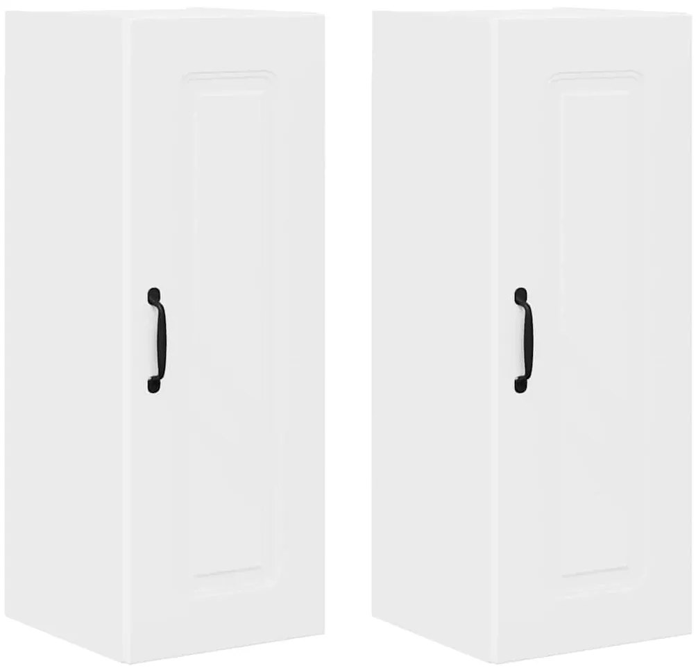 vidaXL Κρεμαστό ντουλάπι κουζίνας με ράφι 2 pcs Λευκό 30 x 31 x 80 εκ.