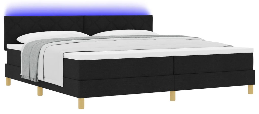 vidaXL Κρεβάτι με Κοίλωμα και Στρώμα & LED Μαύρο 200x200 εκ. Ύφασμα