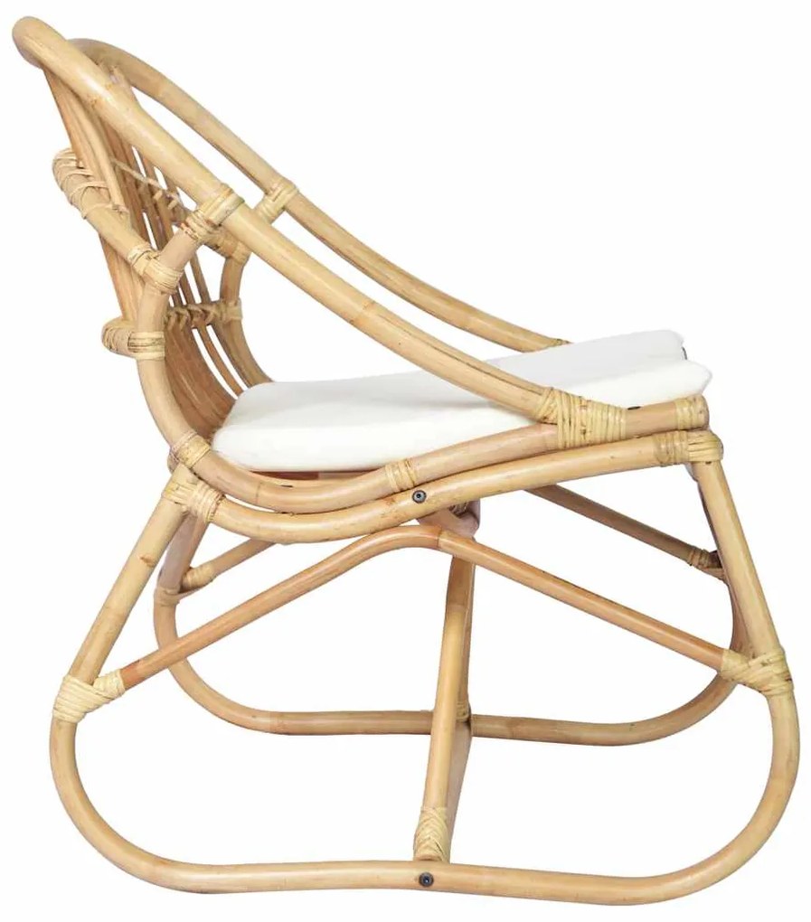 vidaXL Καρέκλα από Ρατάν και Λινό Ύφασμα