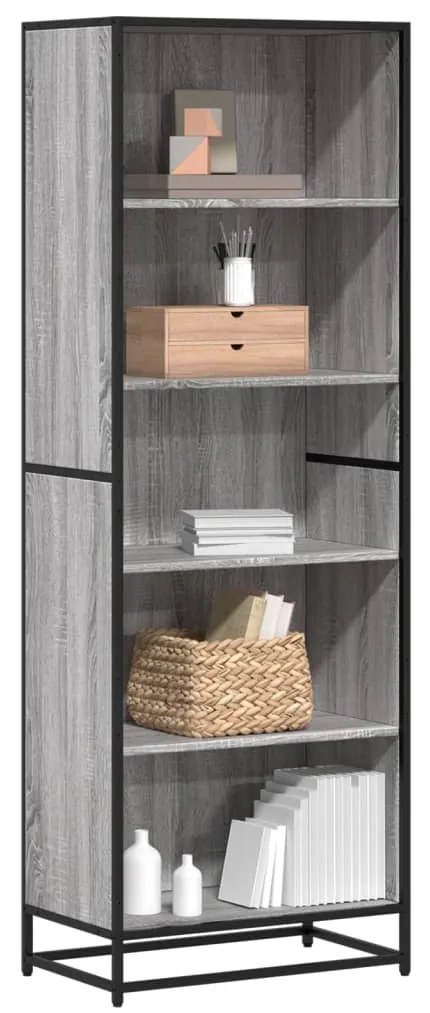 vidaXL Βιβλιοθήκη Γκρι Sonoma 60x35x170,5 cm Ξύλινη κατασκευή