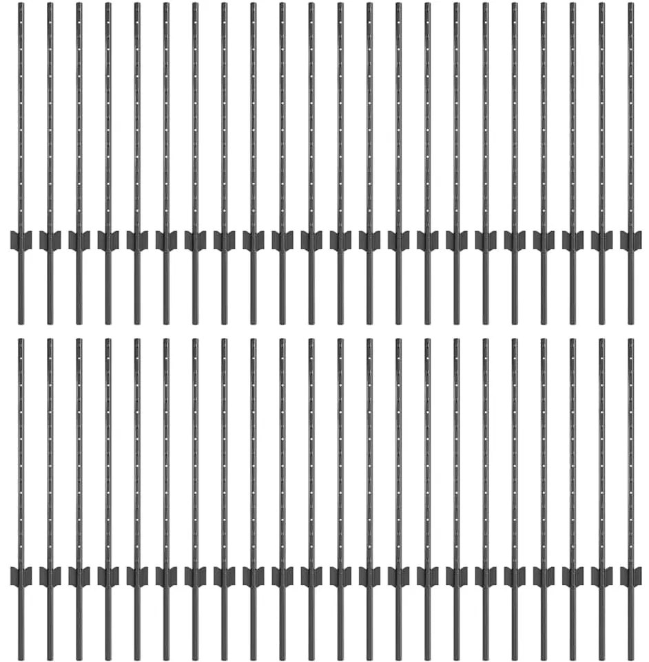 vidaXL Ασημένιοι Πόλοι Φράχτη 44 pcs Γκρι Ατσάλι