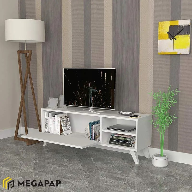 ΕΠΙΠΛΟ ΤΗΛΕΟΡΑΣΗΣ SPACE MEGAPAP ΧΡΩΜΑ ΛΕΥΚΟ 120X35X42ΕΚ.