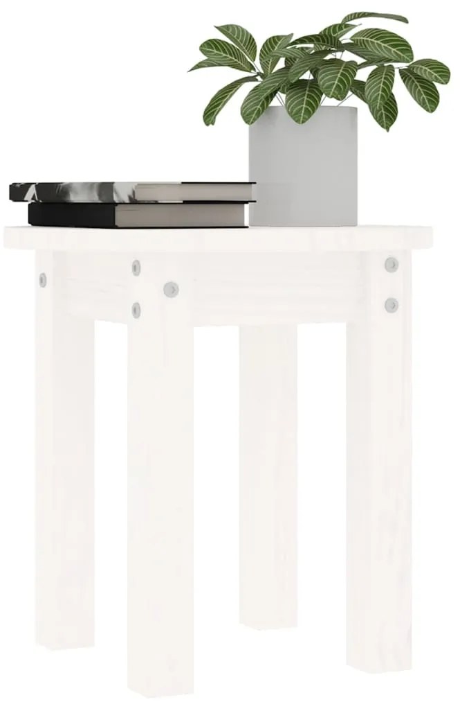 vidaXL Τραπεζάκι Σαλονιού Λευκό Ø 35x35 εκ. από Μασίφ Ξύλο Πεύκου