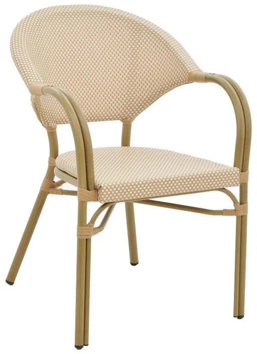 Καρέκλα - Πολυθρόνα Elyza φυσικό αλουμίνιο-μπεζ textilene 57x62x84 εκ. 57x62x83 εκ.