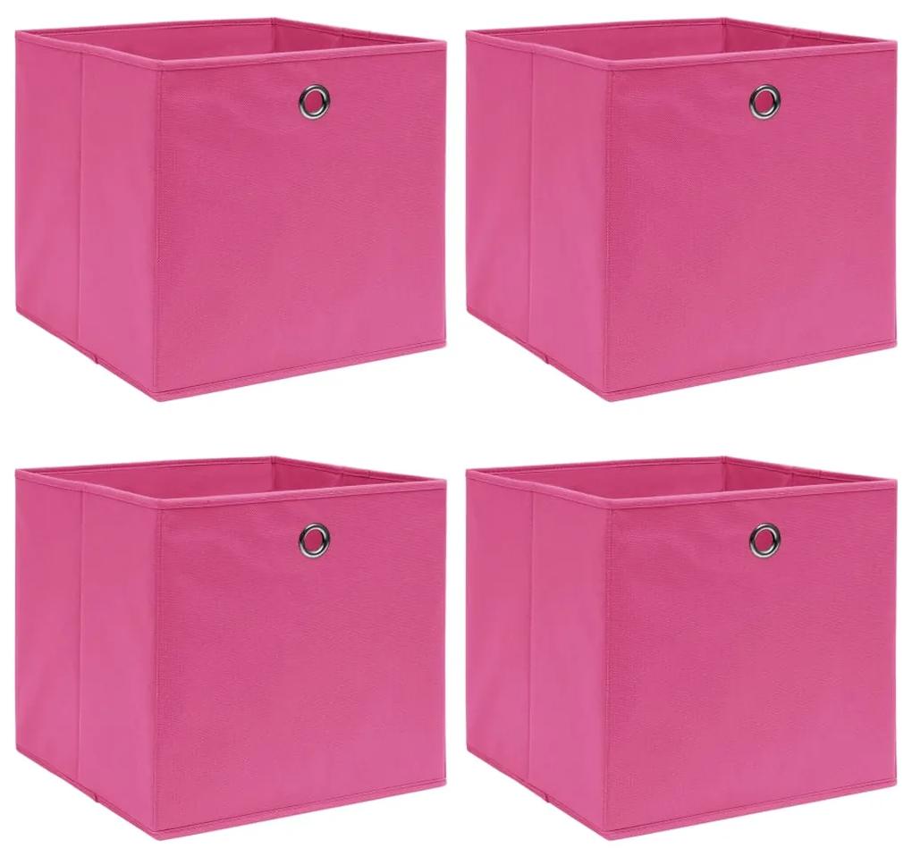 vidaXL Κουτιά Αποθήκευσης 4 τεμ. Ροζ 32 x 32 x 32 εκ. Υφασμάτινα