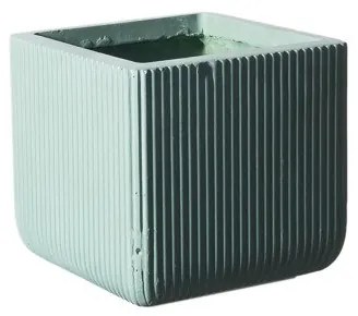 Γλάστρα Πήλινη Τετράγωνη Stripe Μέντα L 37x37x33 εκ. C-2050-8 Supergreens-C-2050-8-Πράσινο C-2050-8