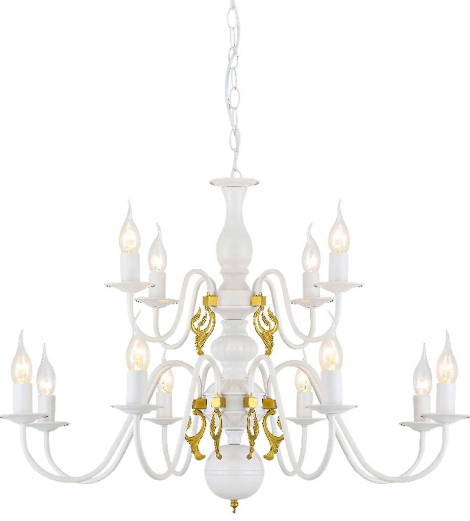 Φωτιστικό Οροφής Elegant DLA120012P White-Gold Crystal, Metal