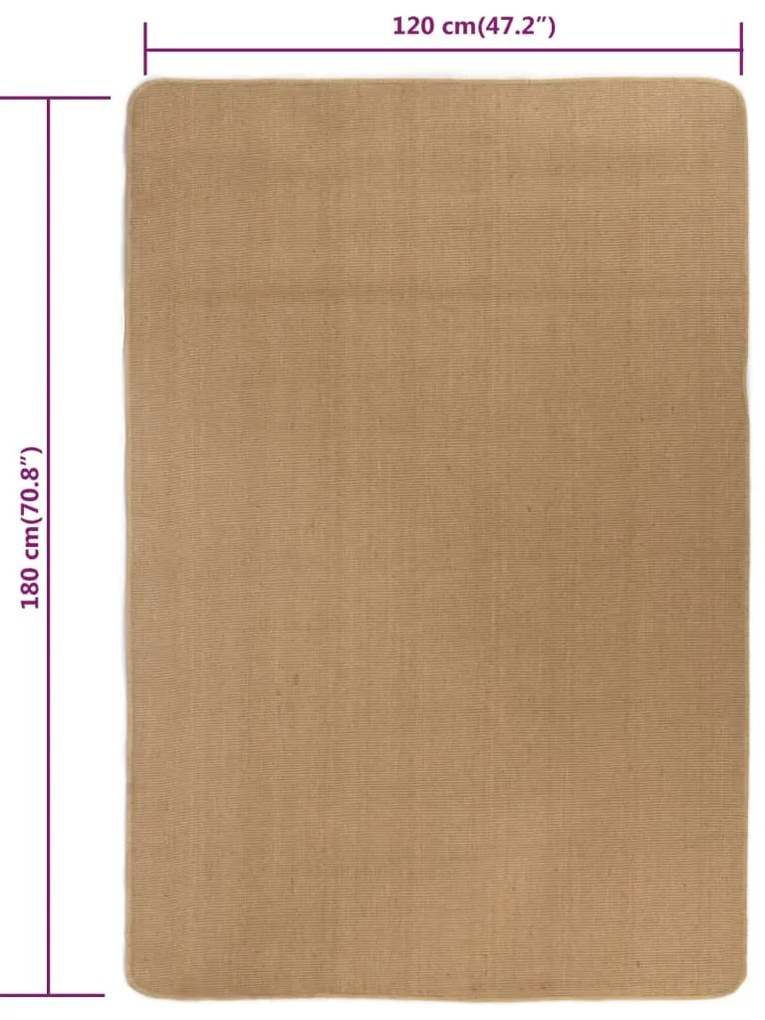 vidaXL Χαλί Φυσικό Χρώμα 120 x 180 εκ. Γιούτα με Υπόστρωμα από Λάτεξ