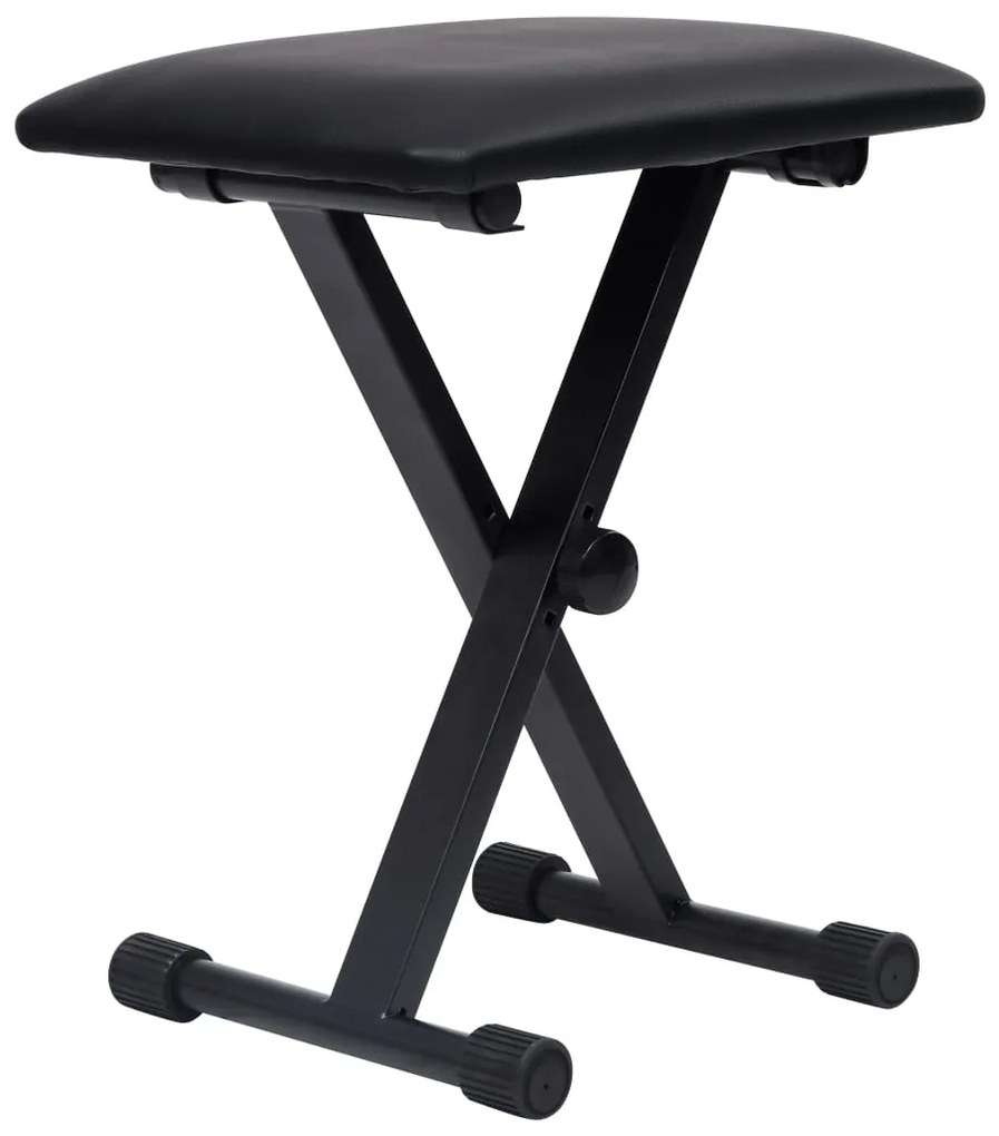 vidaXL Σετ Βάση Πλήκτρων με Διπλό Πόδι και Σκαμπό Μαύρο