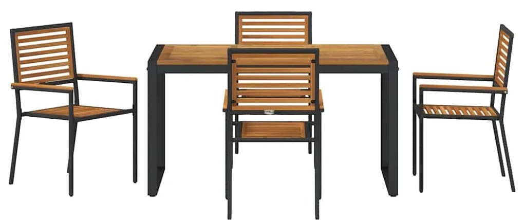 vidaXL Σέτ φαγητού για κήπο 5 pcs Μαύρο και Καφέ συνθετικό ρατάν