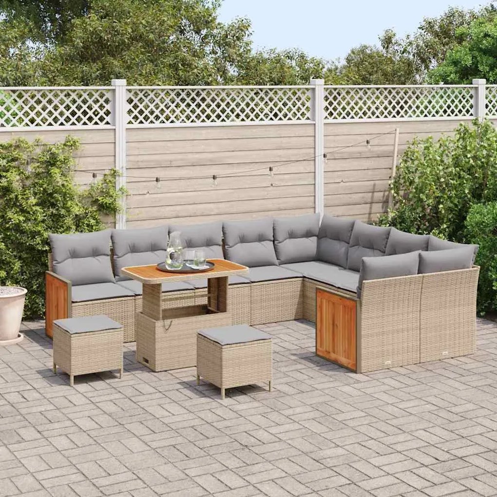 vidaXL Σετ Καναπέ Κήπου 12 pcs μπεζ και ανοιχτό γκρι 90 x 55 x 71 cm
