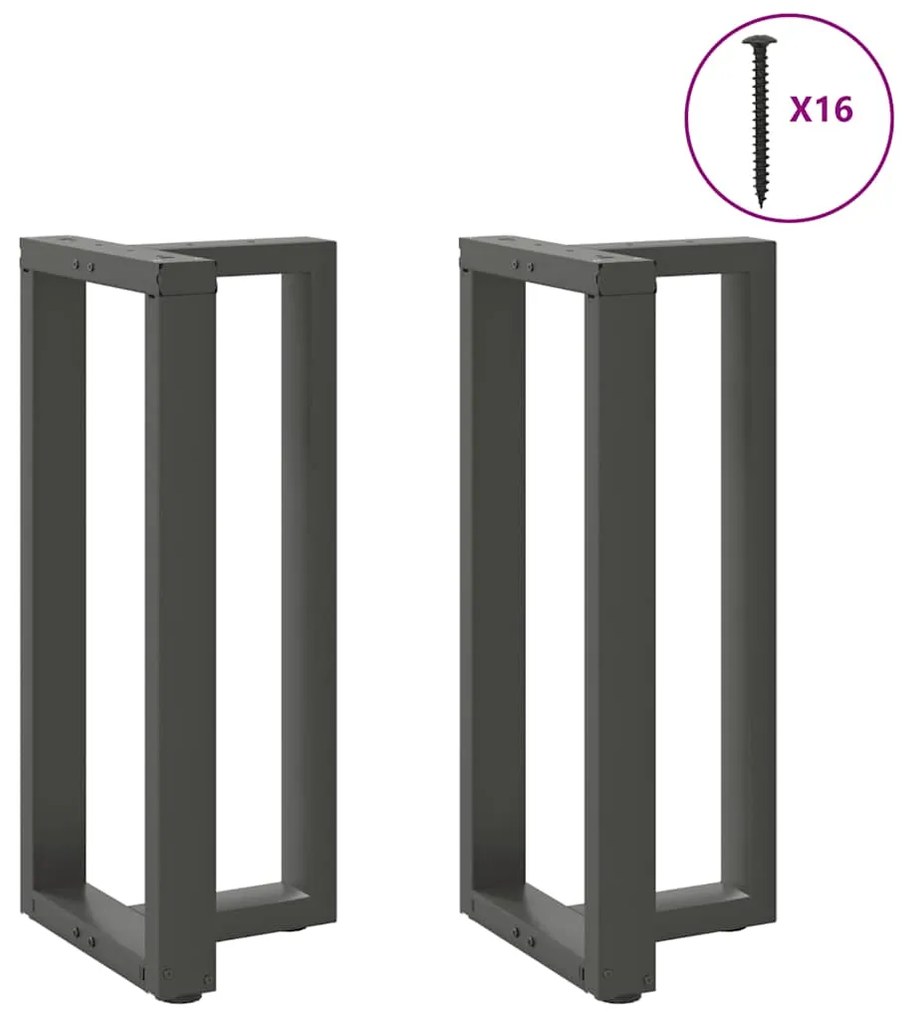 Πόδια Τραπεζιού Μπαρ σε Σχήμα Τ, 2 τεμ. Ανθρακί 40x35x(90-91) εκ. Ατσάλι