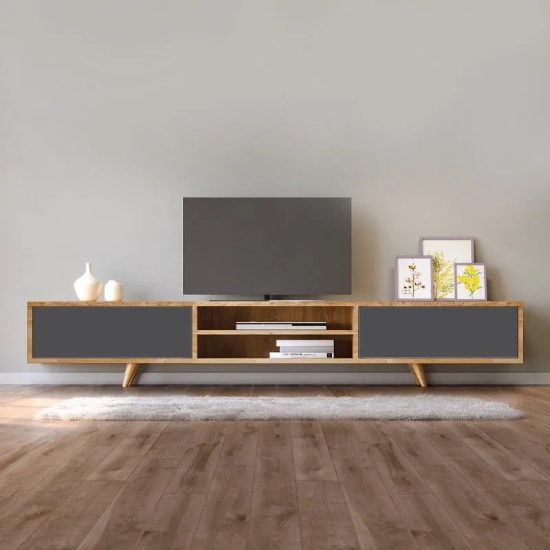 Έπιπλο τηλεόρασης Serine Megapap χρώμα sapphire oak - ανθρακί 170x37x45εκ.