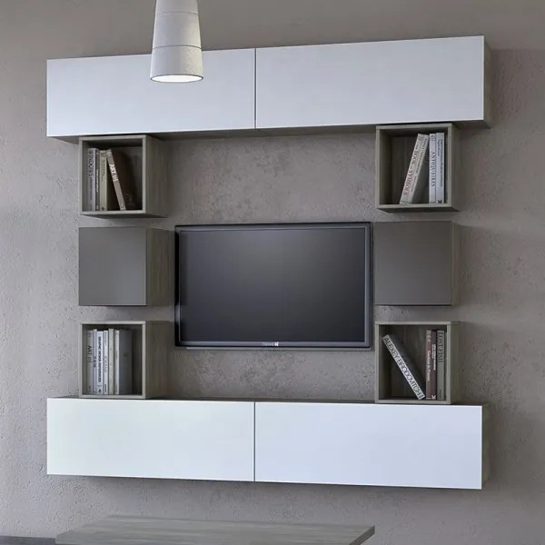 Intrahome Σύνθεση σαλονιού "SMART 8A" σε χρώμα σταχτί-λευκό Intrahomesa-00652650