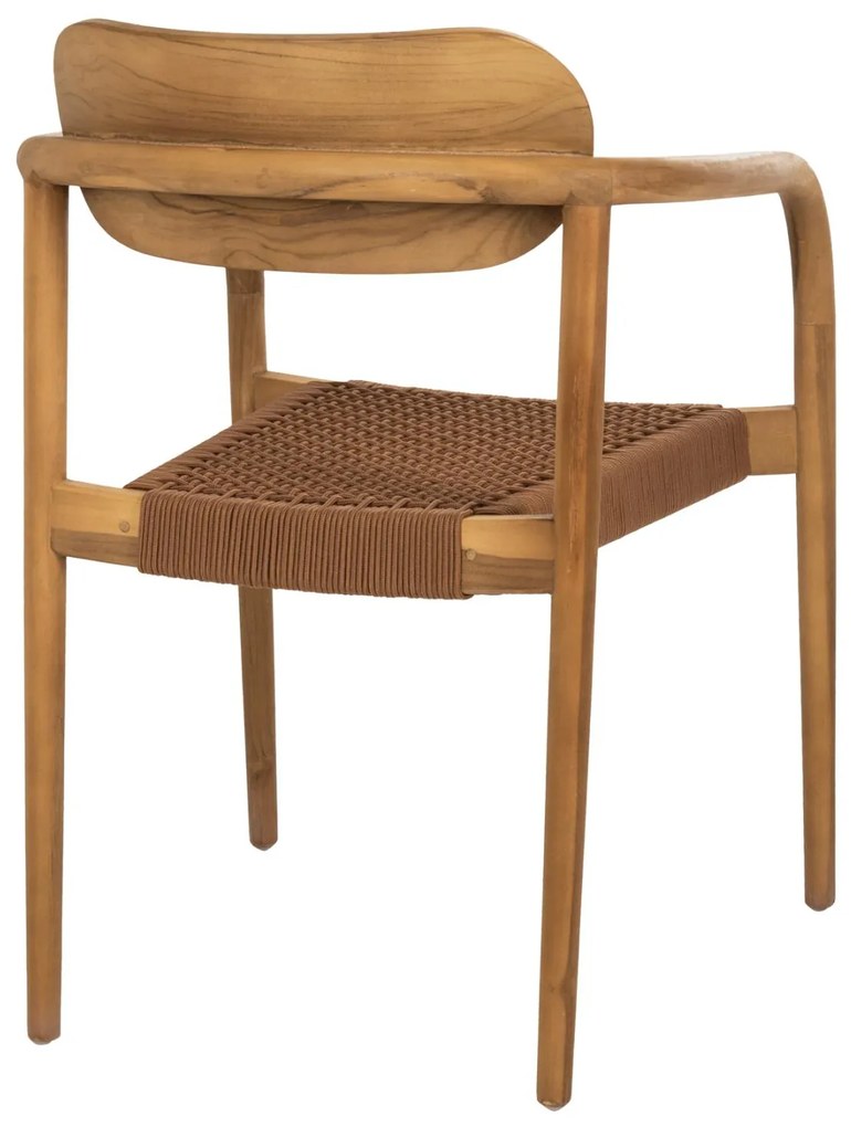 Πολυθρόνα OSLO Ξύλο Teak Φυσικό και Καφέ Σχοινί 55x54x80Yεκ. 55x54x80 εκ.