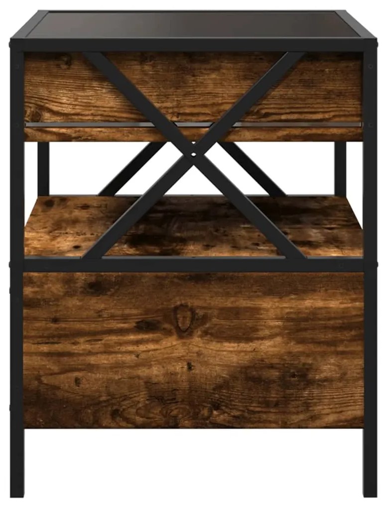 vidaXL Κομοδίνο Άπειρο Φως LED Καπνιστή Δρυς 40x40x51 εκ.